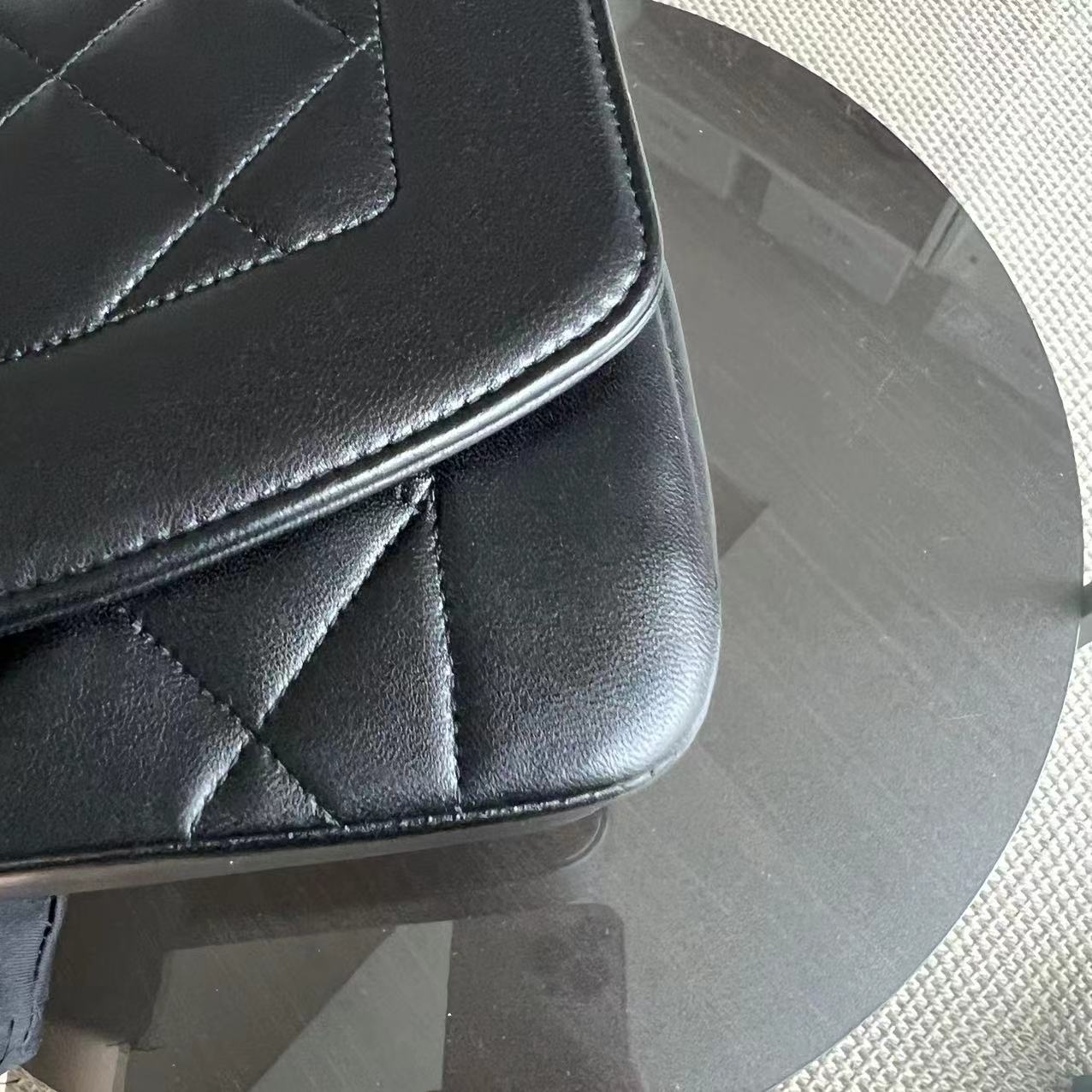 Small Diana Vintage Quilted Lambskin Black 24K Golden Hardware Series 4