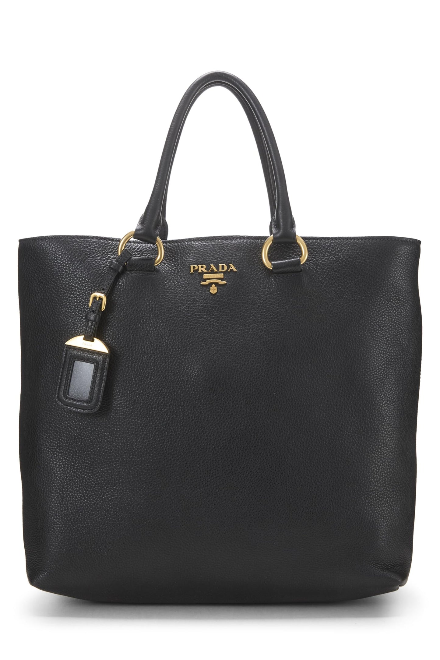 Prada,  Black Vitello Daino Phenix Convertible Shopping Tote, Black