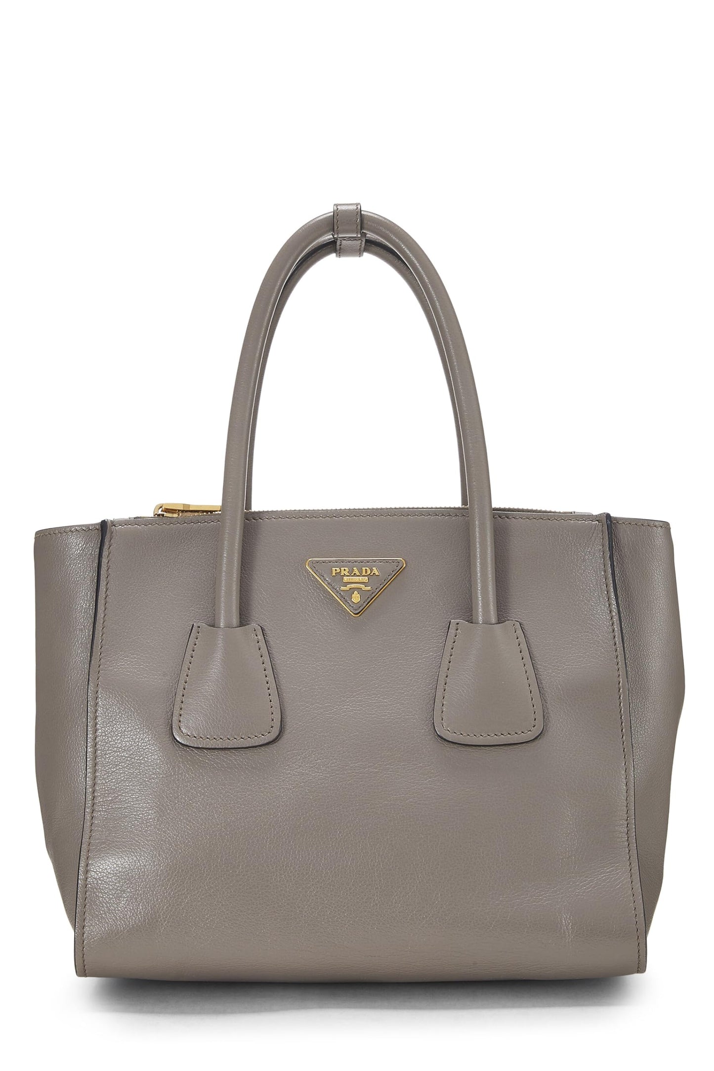 Prada,  Grey Calfskin Trapeze Tote, Grey