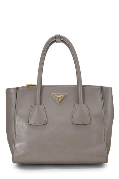 Prada,  Grey Calfskin Trapeze Tote, Grey