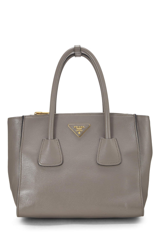 Prada,  Grey Calfskin Trapeze Tote, Grey