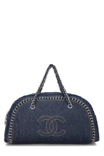Chanel,  Blue Denim Luxe Ligne Bowler Large, Blue