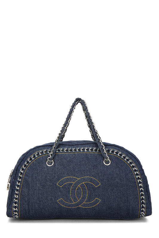 Chanel,  Blue Denim Luxe Ligne Bowler Large, Blue