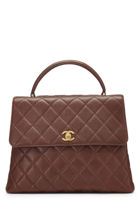 Chanel,  Brown Quilted Caviar Kelly, Brown