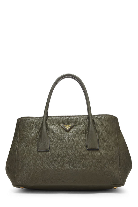 Prada,  Green Vitello Daino Convertible Tote Large, Green
