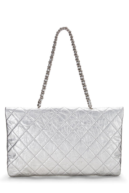 Chanel,  Metallic Silver Quilted Calfskin Big Bang Flap Large, Silver