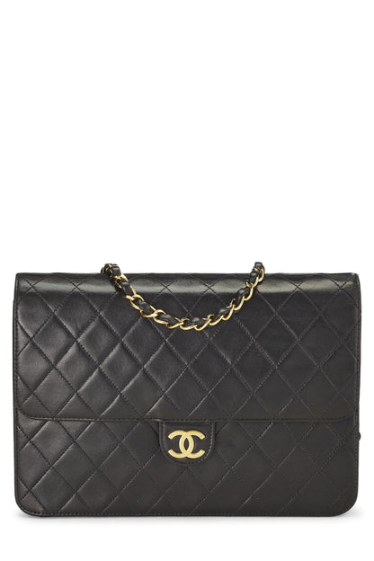 Chanel,  Black Quilted Lambskin Ex Flap Medium, Black