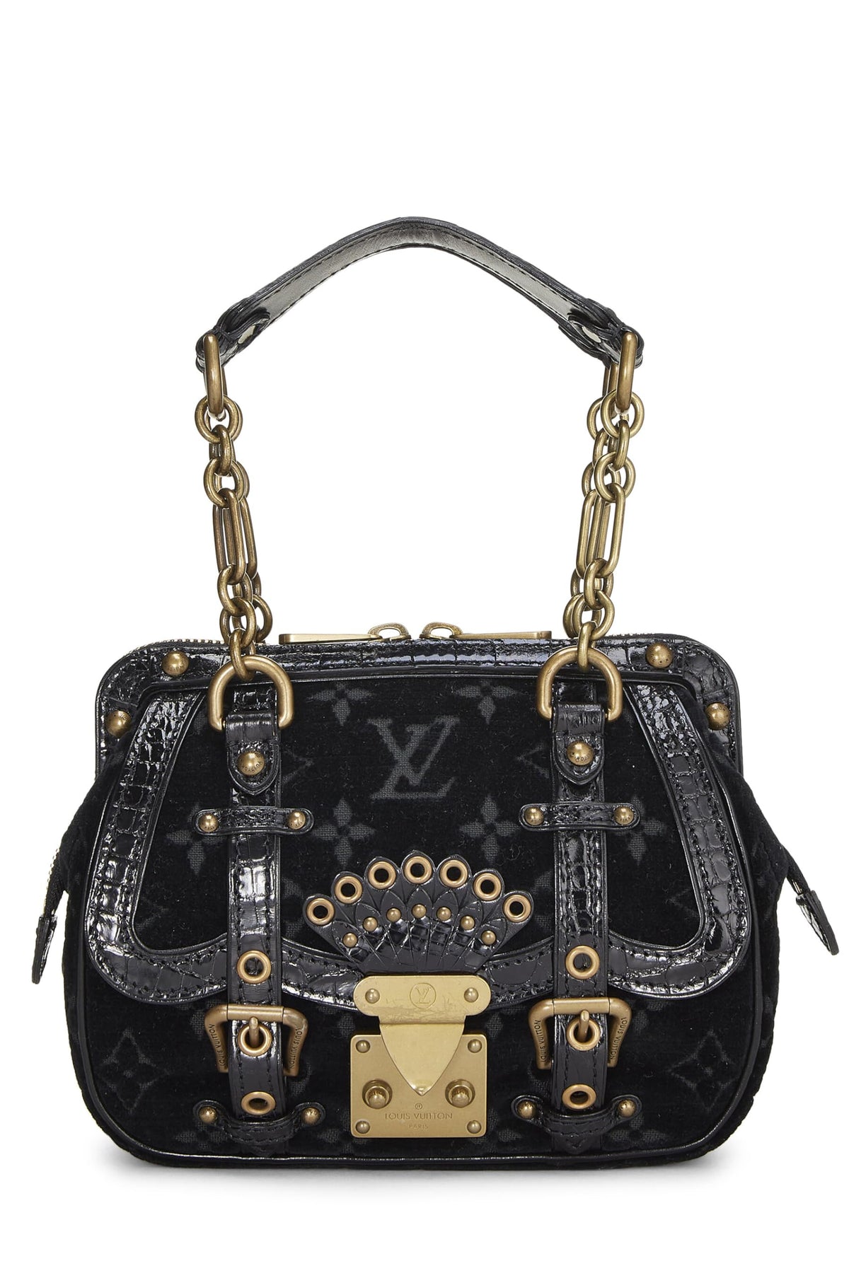 Louis Vuitton,  Black Monogram Velour Gracie PM, Black