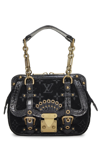 Louis Vuitton,  Black Monogram Velour Gracie PM, Black