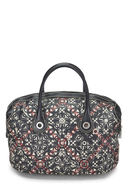 Chanel,  Black Coated Canvas Optic Coco Bowler Medium, Black