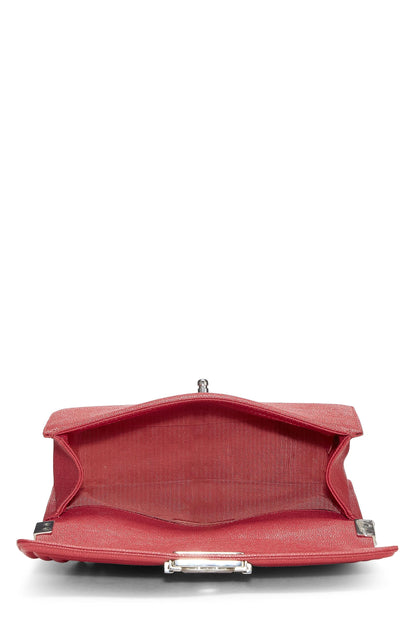 Chanel,  Red Quilted Caviar Boy Bag Medium, Red