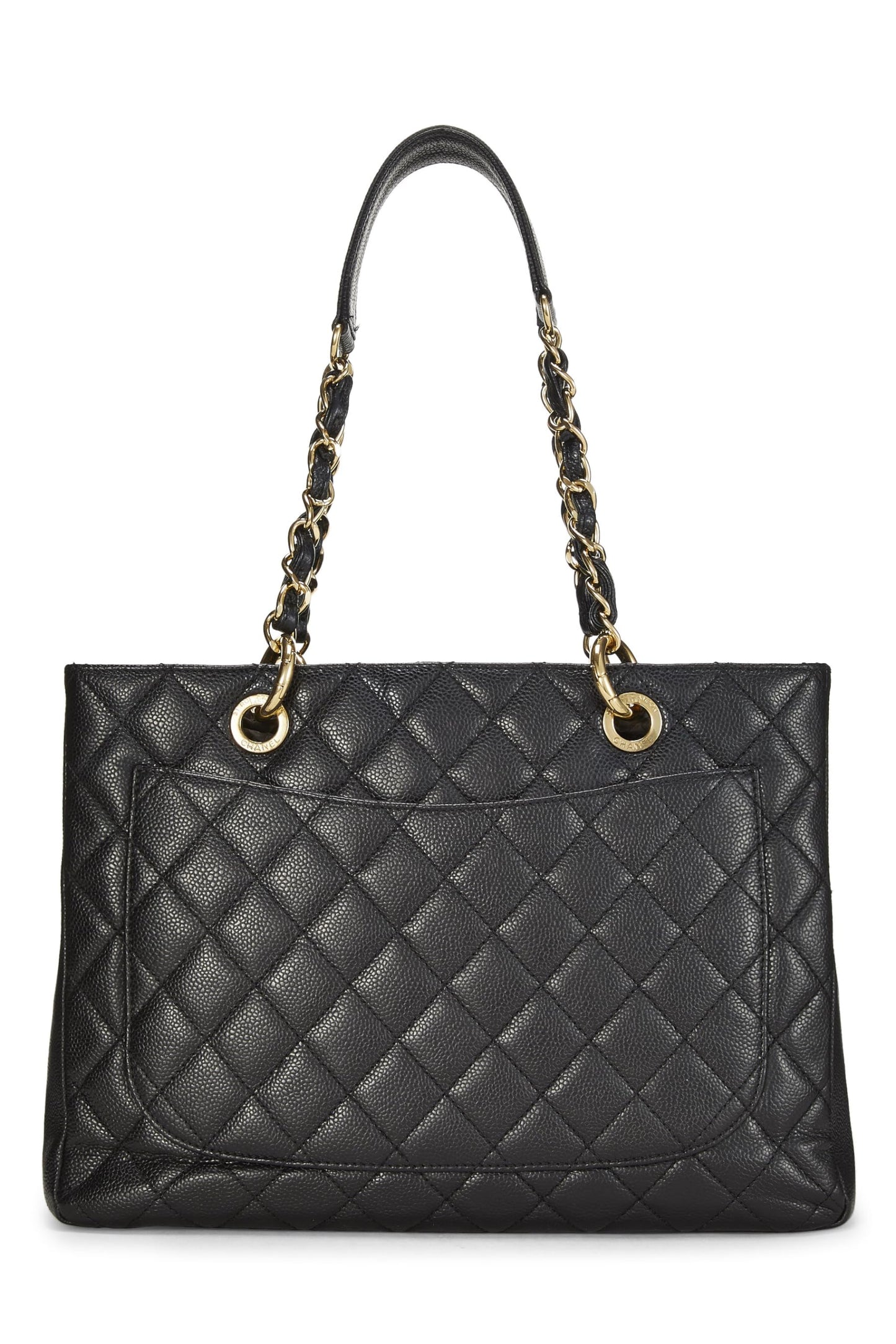 Chanel,  Black Quilted Caviar Grand Shopping Tote (GST), Black