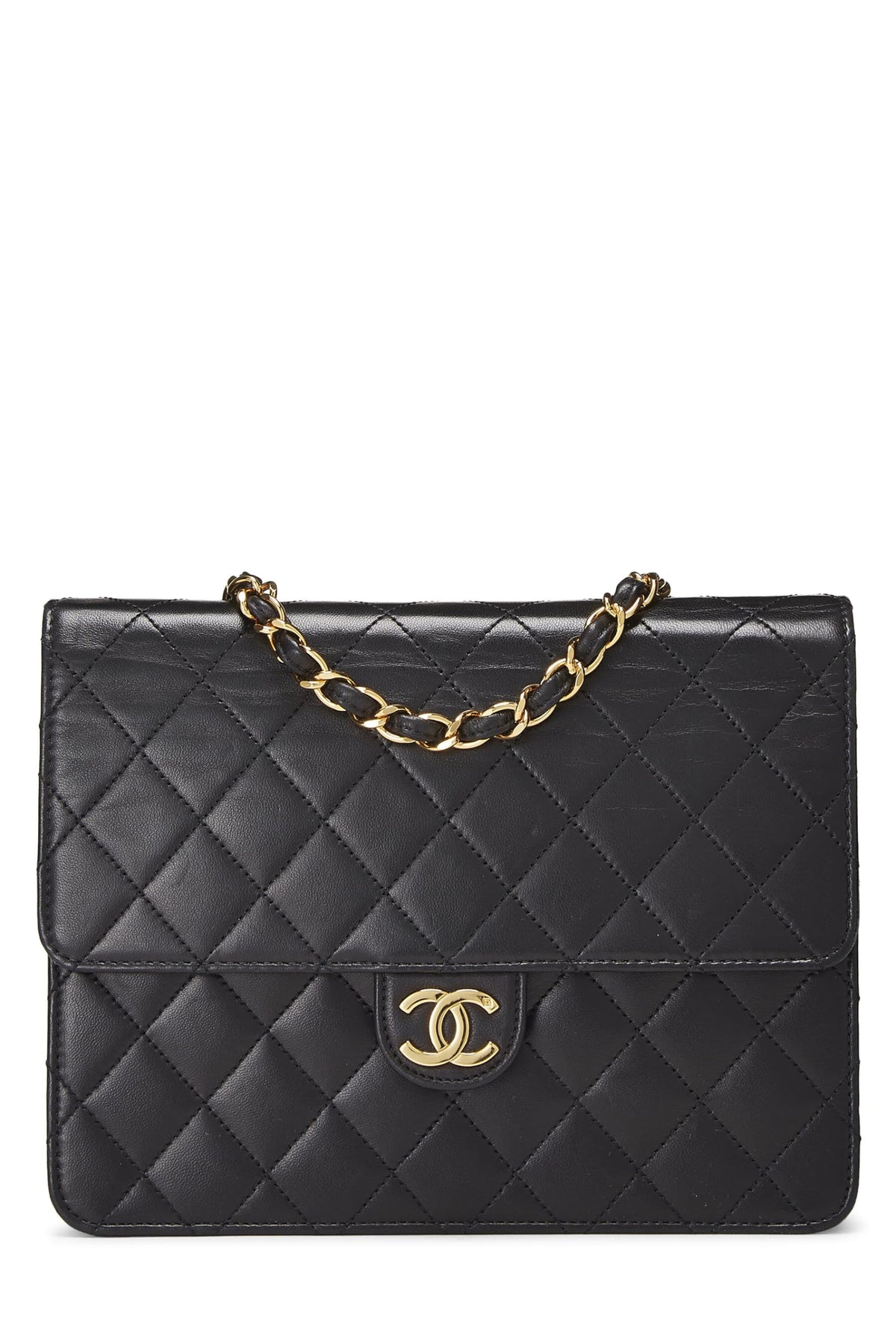 Chanel,  Black Quilted Lambskin Ex Flap Small, Black