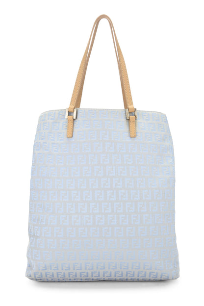 Fendi,  Blue Zucchino Canvas Vertical Tote Small, Blue