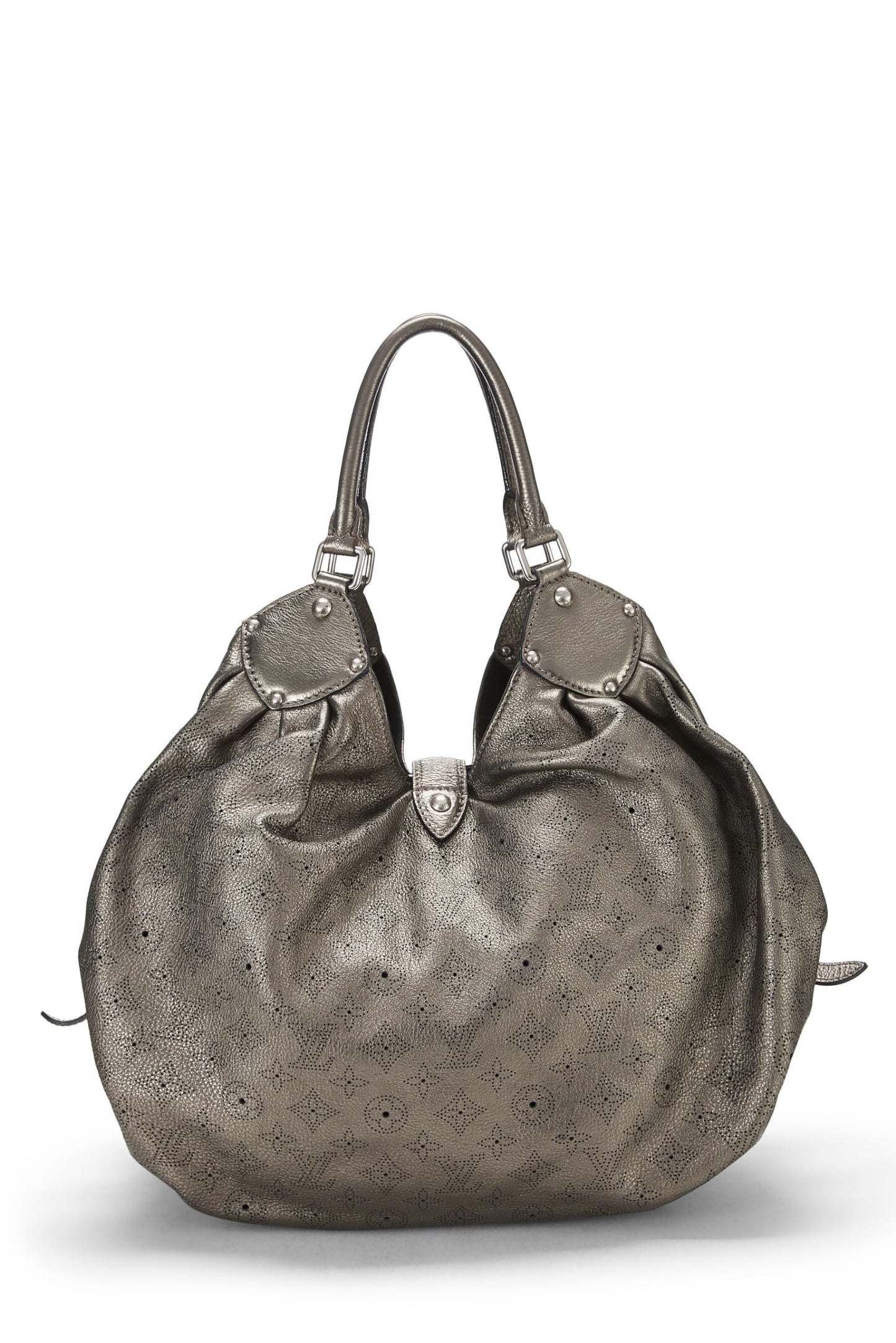 Louis Vuitton,  Metallic Silver Monogram Leather Mahina XL, Silver