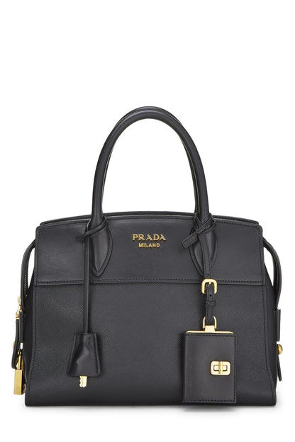 Prada,  Black Saffiano Esplanade Small, Black
