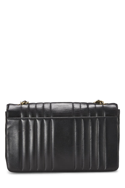 Chanel,  Black Vertical Lambskin Classic Flap Medium, Black