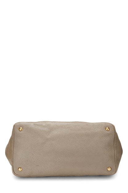 Prada,  Grey Vitello Daino Convertible Shopping Tote, Grey