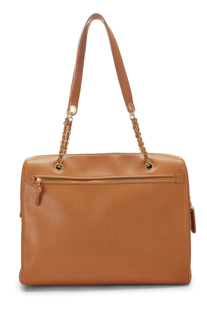 Chanel,  Orange Caviar Zip Tote Large, Orange