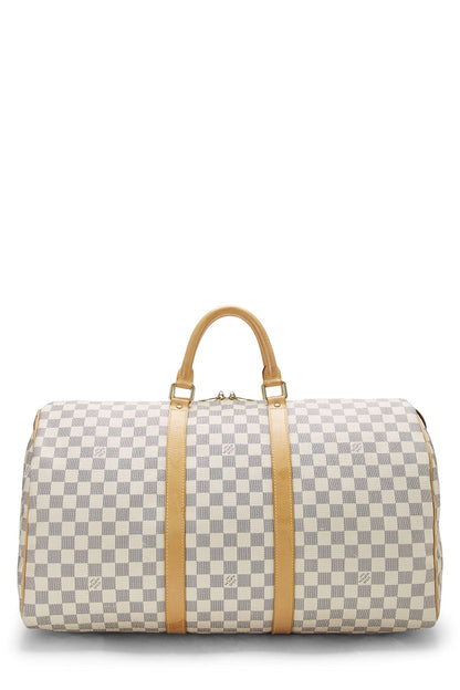 Louis Vuitton,  Damier Azur Keepall 50, White