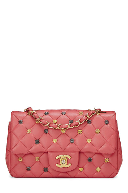 Chanel,  Pink Lambskin Lucky Charm Rectangular Flap Mini, Pink