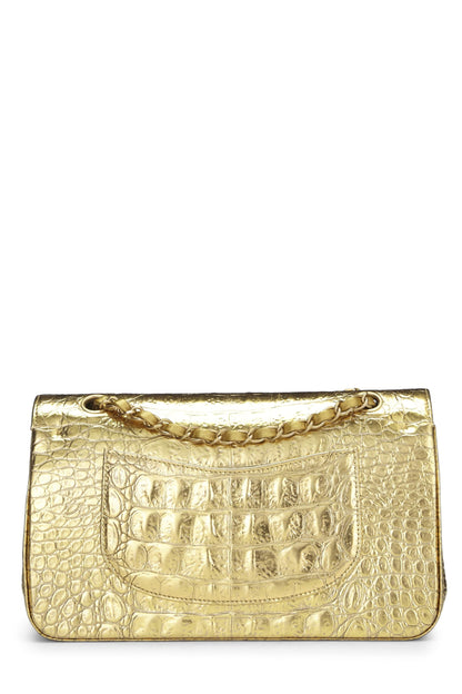 Chanel,  Gold Embossed Classic Double Flap Small, Gold