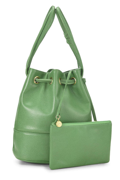 Chanel,  Green Caviar 3 'CC' Bucket Bag, Green