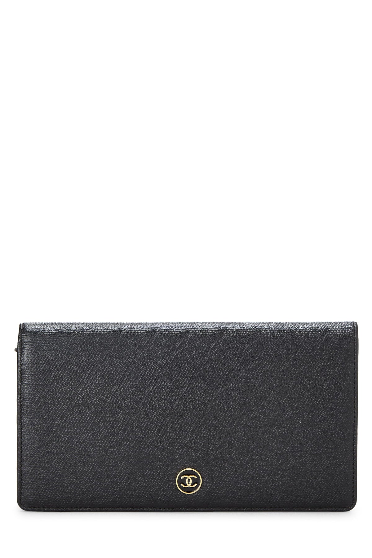Chanel,  Black Calfskin Long Wallet, Black
