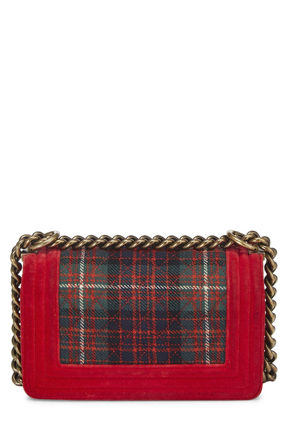 Chanel,  Paris-Edinburgh Red Tartan Velvet Boy Bag Small, Red
