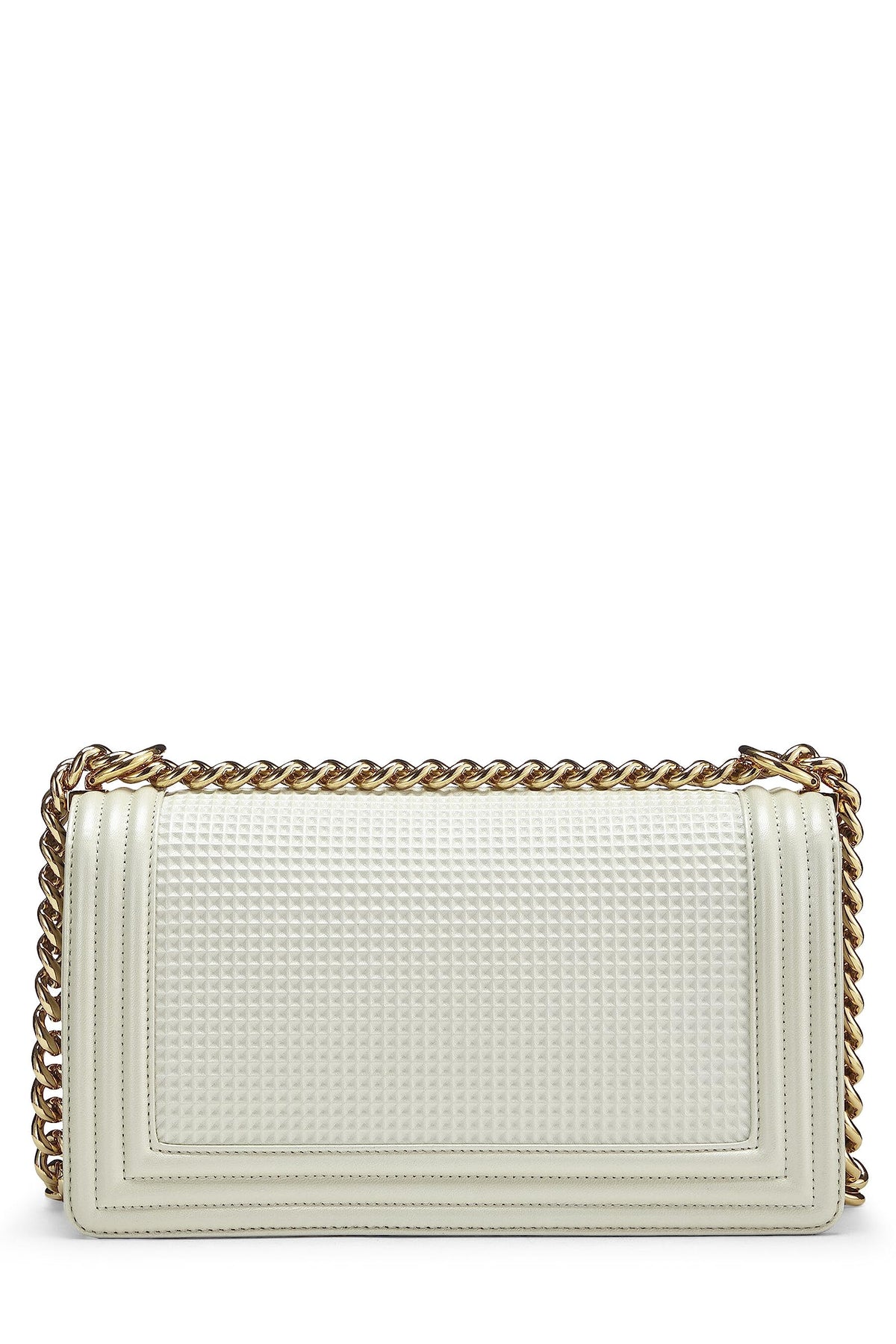 Chanel,  White Cube Embossed Leather Boy Bag Medium, White