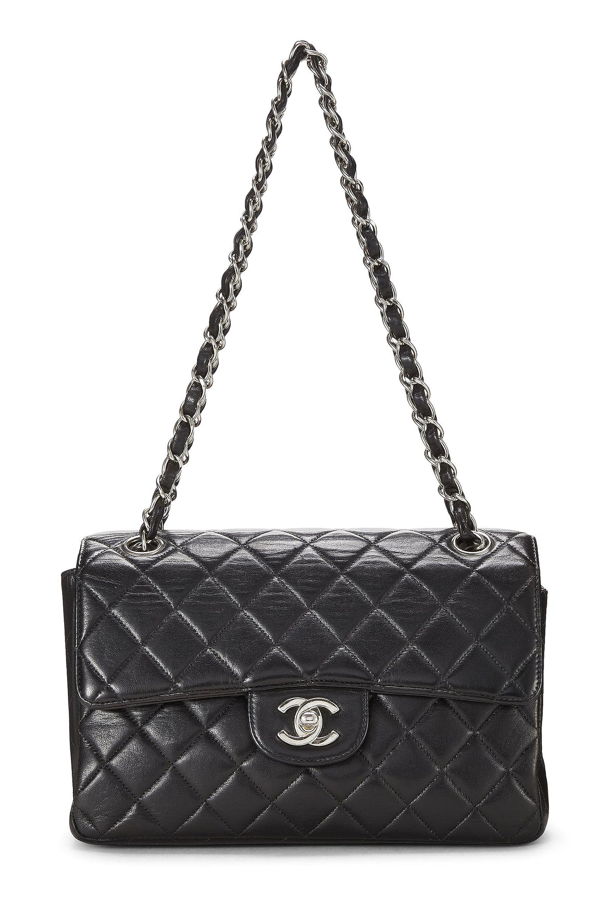 Chanel,  Black Quilted Lambskin Double Sided Flap Small, Black