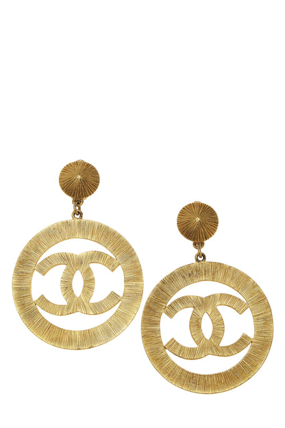 Chanel,  Gold 'CC' Dangling Sunburst Earrings Large, Gold
