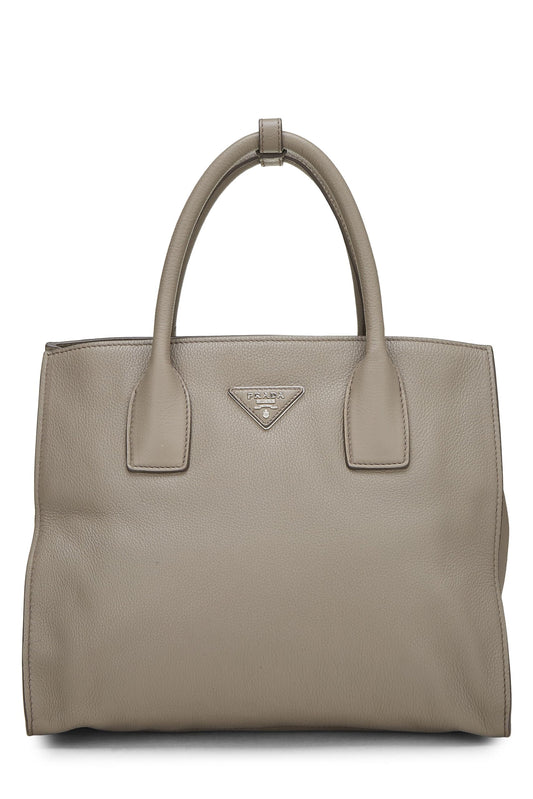 Prada,  Grey Vitello Daino Convertible Tote, Grey