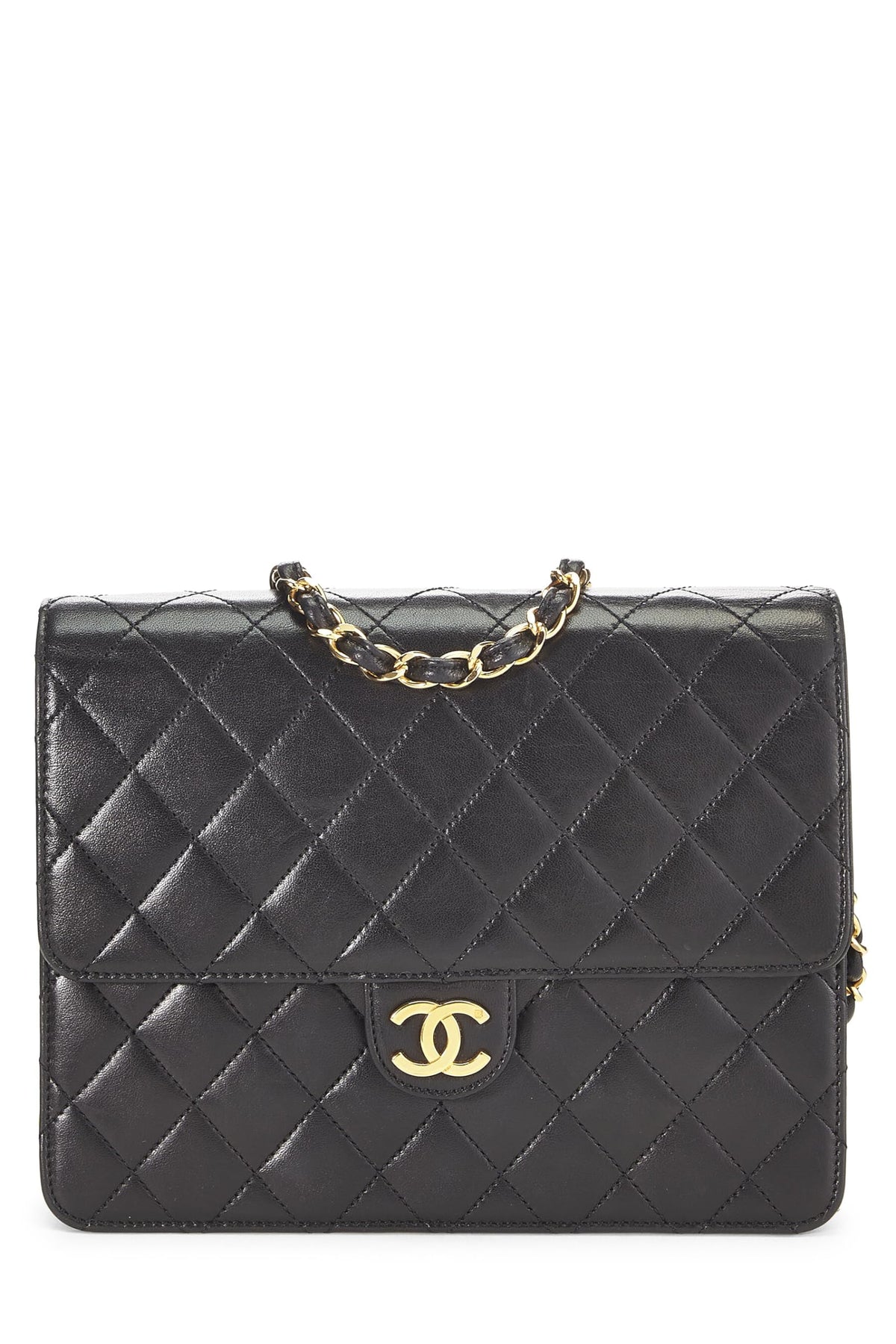 Chanel,  Black Quilted Lambskin Ex Flap Small, Black