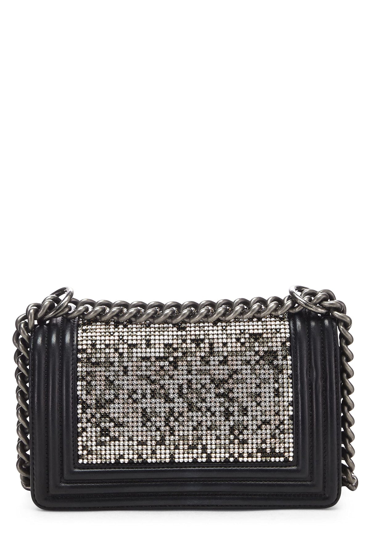 Chanel,  Black Embellished Swarovski Crystal Boy Bag Small, Black