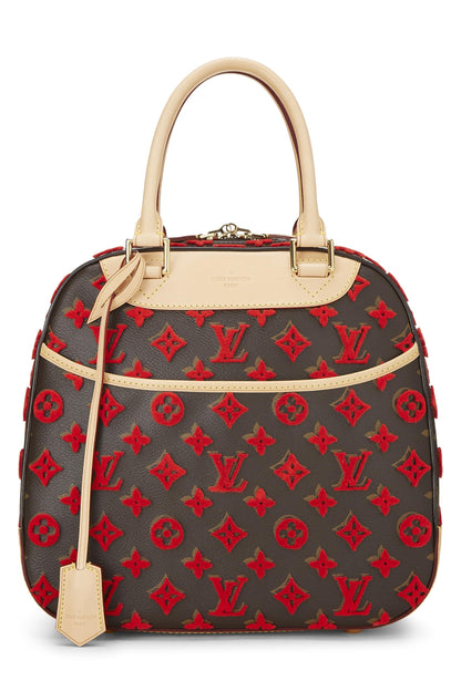 Louis Vuitton,  Red Monogram Tuffetage Deauville Cube, Red