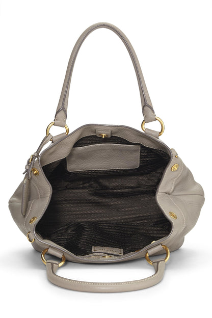 Prada,  Grey Vitello Daino Sacca 2 Manici, Grey