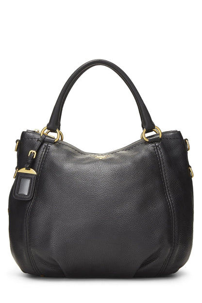 Prada,  Black Vitello Daino Sacca 2 Manici, Black