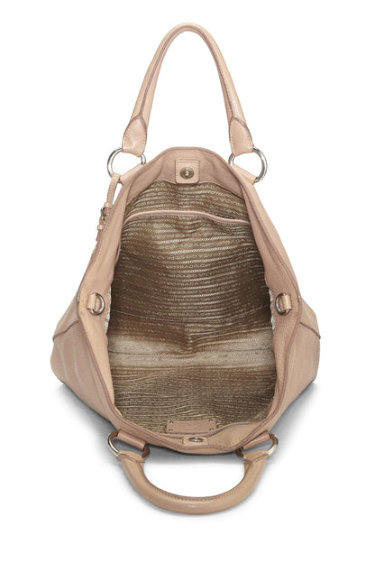 Prada,  Beige Vitello Daino Convertible Top Handle Tote, Beige