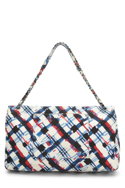 Chanel,  Multicolor Plaid Canvas Airplane Flap Bag XXL, Multi
