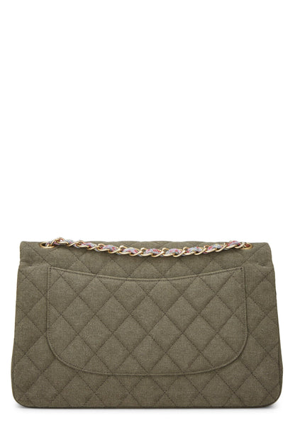 Chanel,  Paris-Cuba Green Quilted Charms Classic Double Flap Jumbo, Green