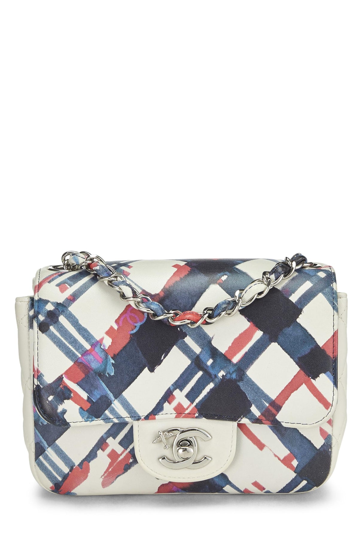 Chanel,  Blue & Red Calfskin Airline Square Flap Mini, Multi