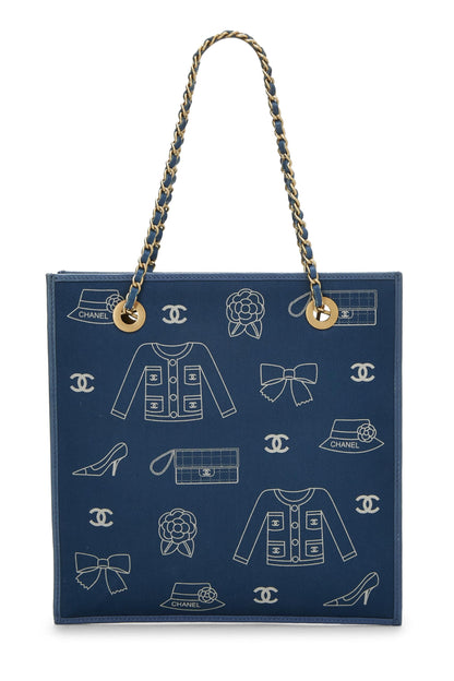 Chanel,  Blue Canvas Icon Print Small, Blue