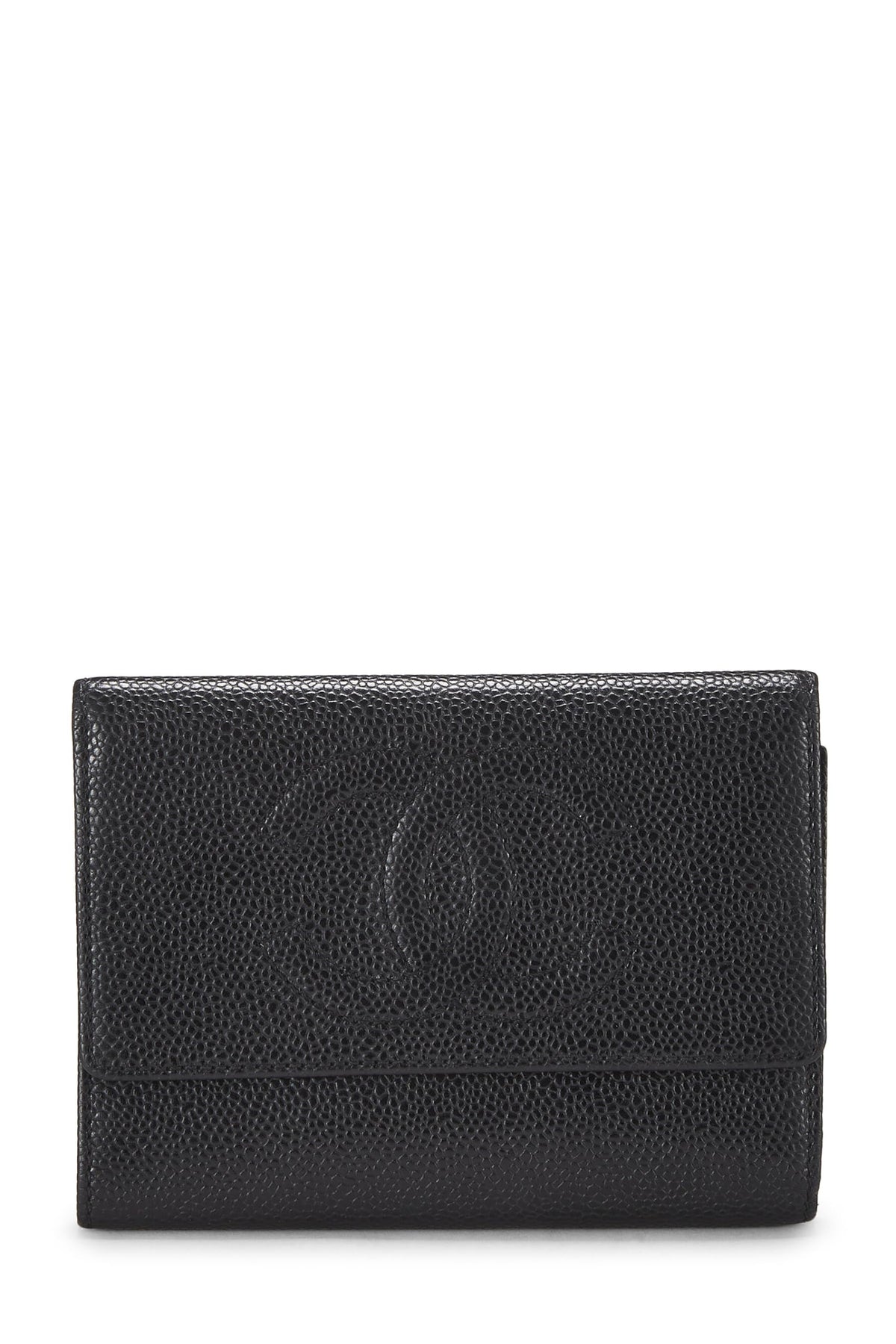 Chanel,  Black Caviar Timeless 'CC' Flap Wallet, Black