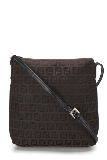 Fendi,  Brown Zucchino Canvas Tube Messenger Small, Brown