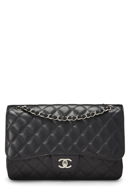 Chanel,  Black Quilted Caviar New Classic Flap Jumbo, Black