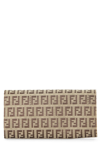 Fendi,  Beige Zucchino Canvas Contential Wallet, Beige