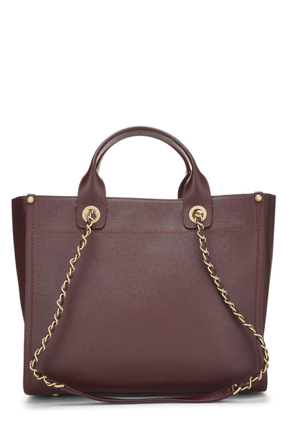 Chanel,  Burgundy Caviar Studded Deauville Shopper Small, Burgundy