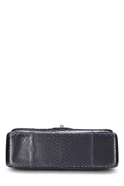 Chanel,  Navy Python New Classic Double Flap Jumbo, Navy