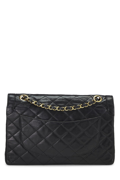 Chanel,  Black Quilted Lambskin Paris Limited Double Flap Medium, Black